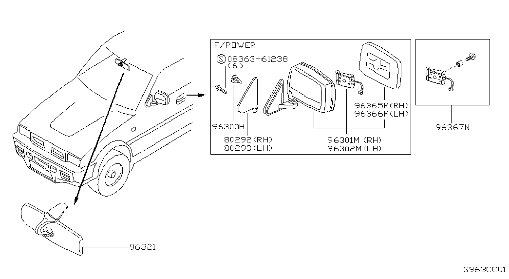 Зеркало боковое левое для Ниссан Террано 1995-2002
