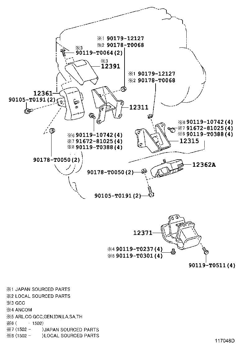 Подушка двигателя правая для Тойота Хайлюкс 2011-2015