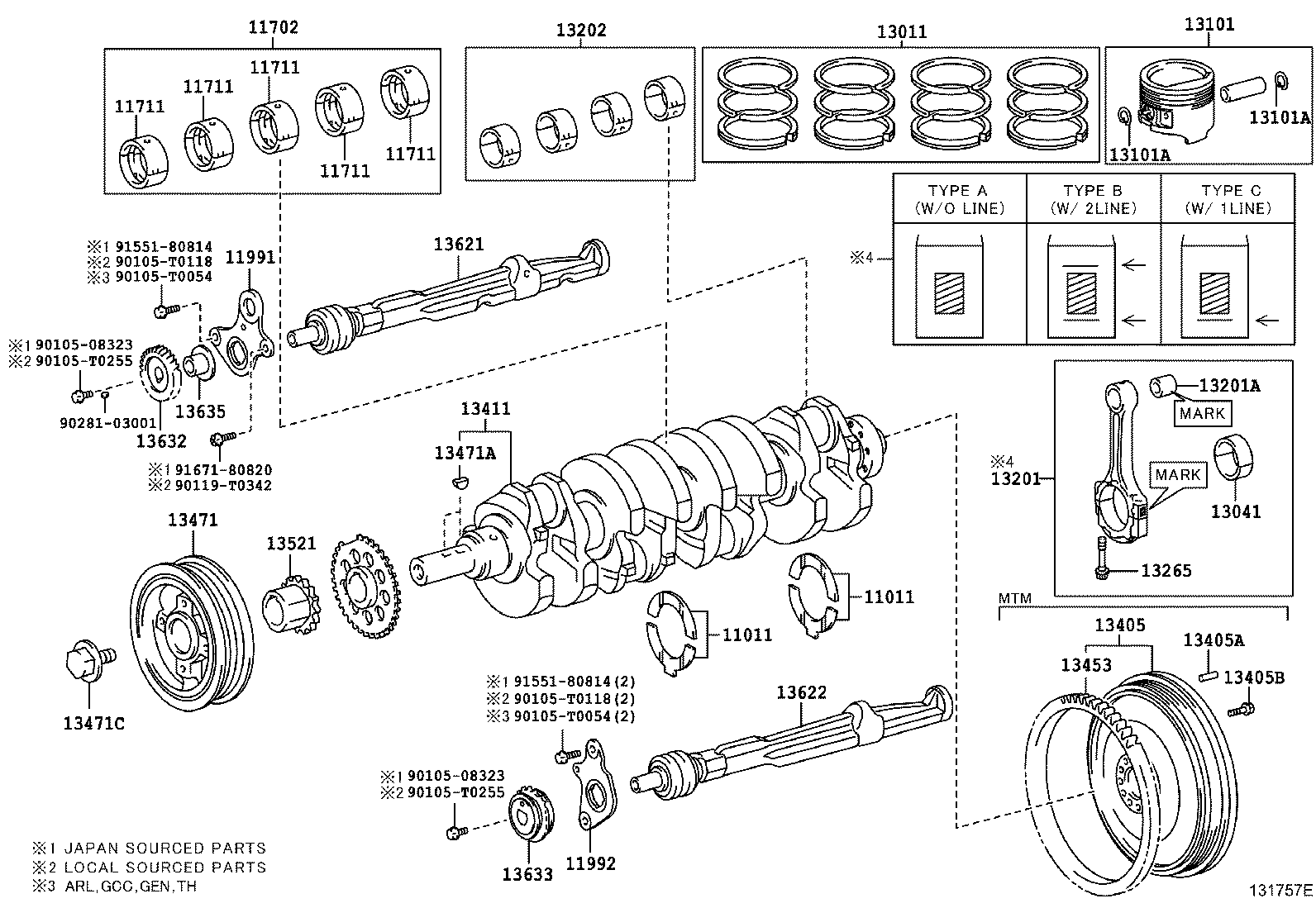 Комплект колец поршневых для Тойота Хайлюкс 2011-2015