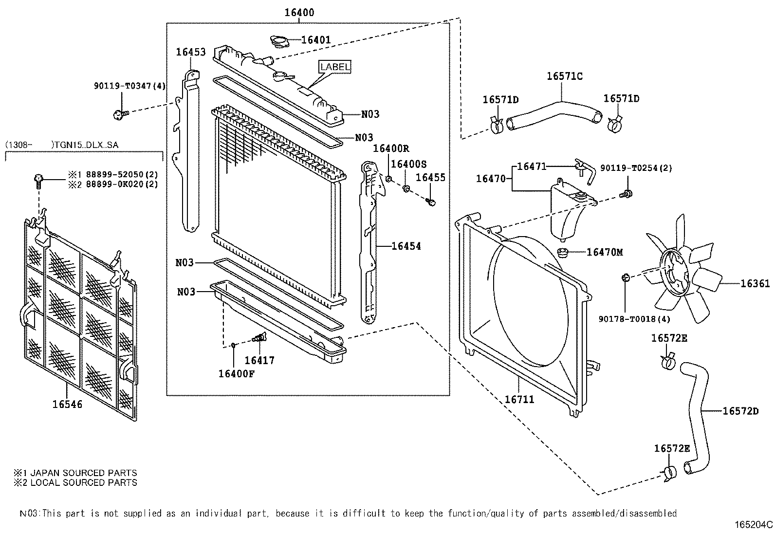 Радиатор двигателя в сборе для Тойота Хайлюкс 2011-2015