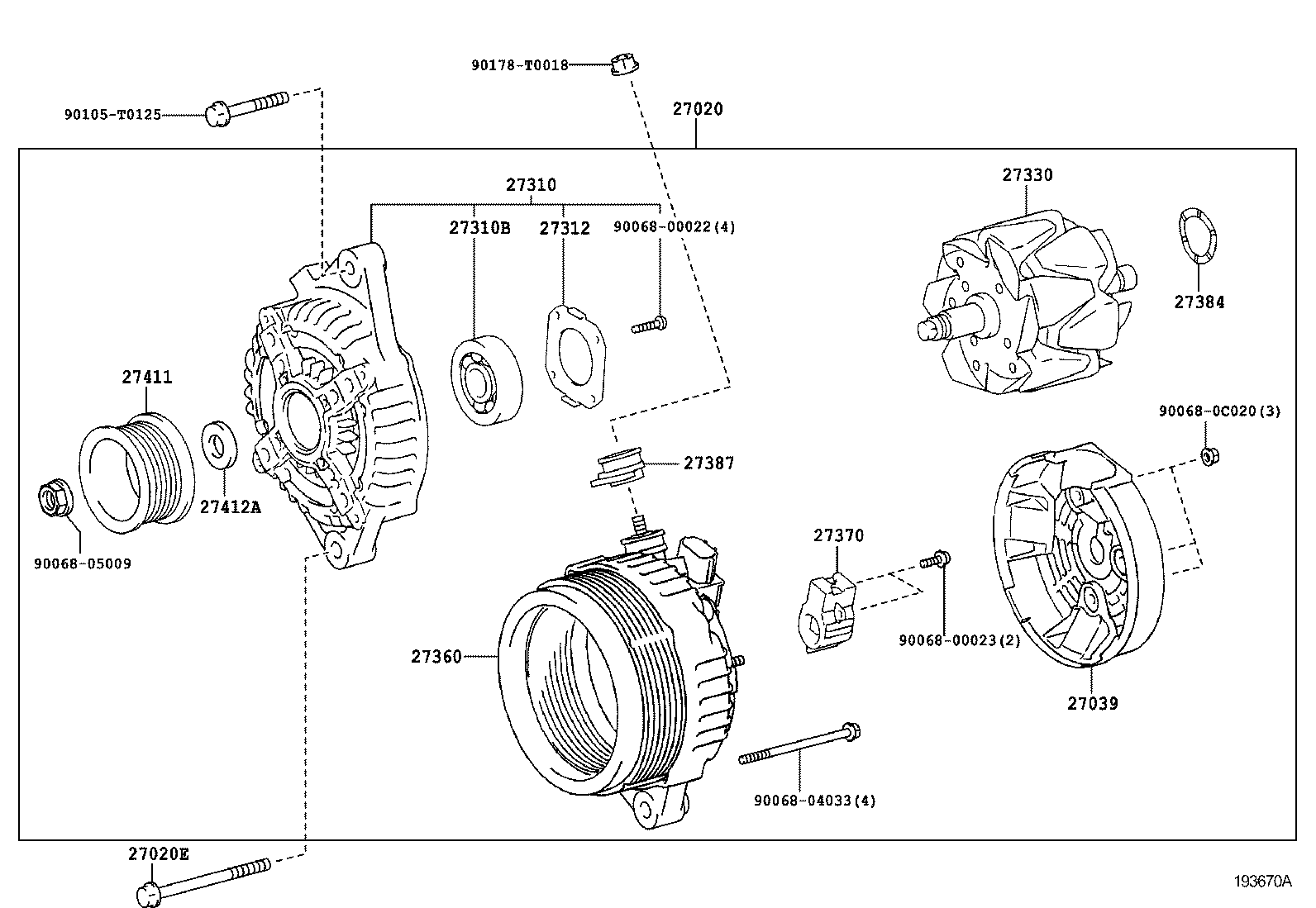 Генератор в сборе для Тойота Хайлюкс 2011-2015
