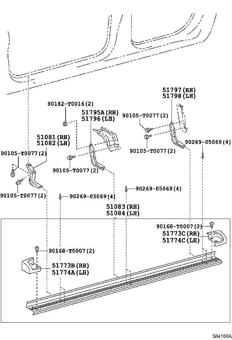 Порог, подножка правая для Тойота Хайлюкс 2011-2015