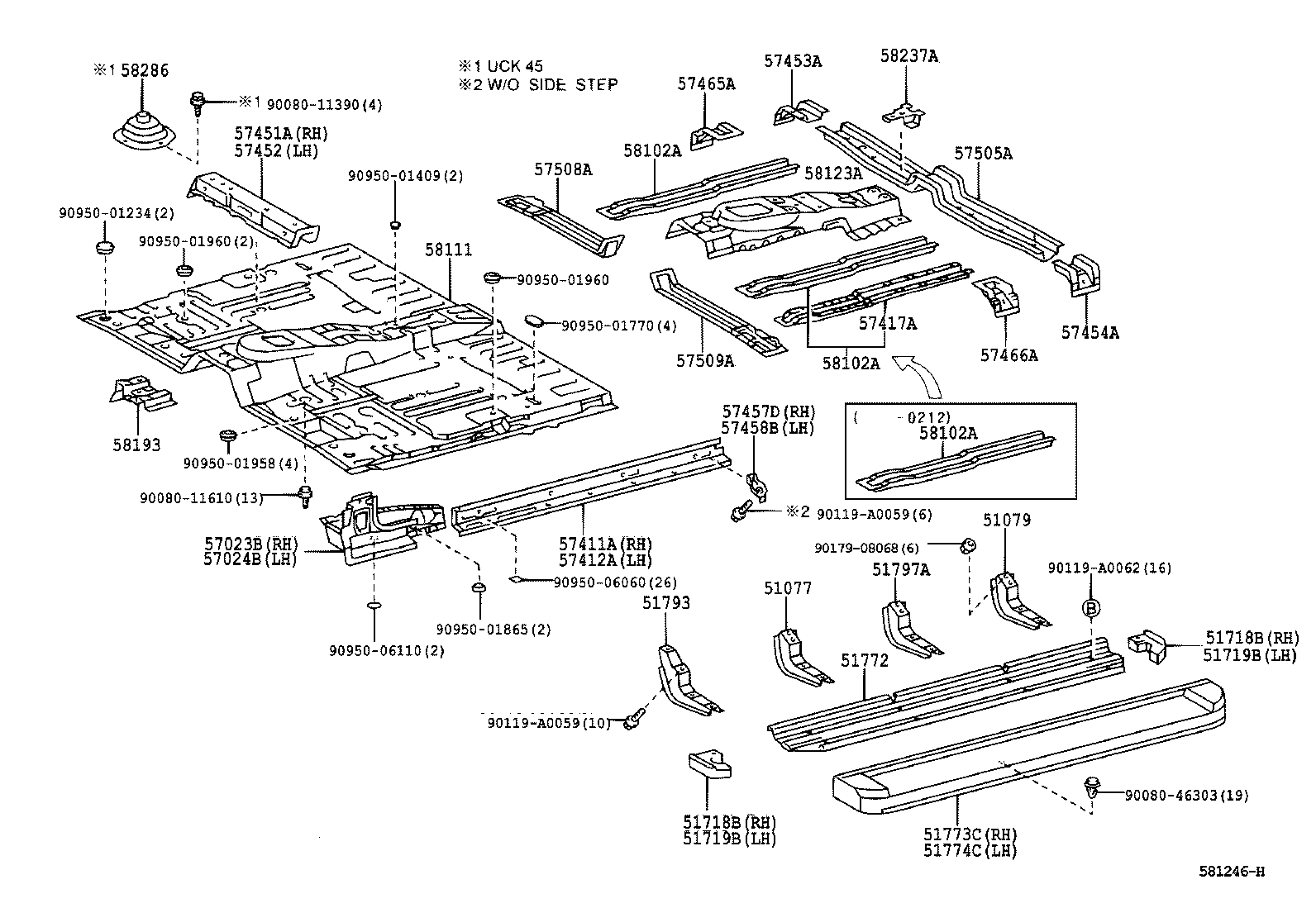 Порог, подножка правая для Тойота Секвойя 2004-2007