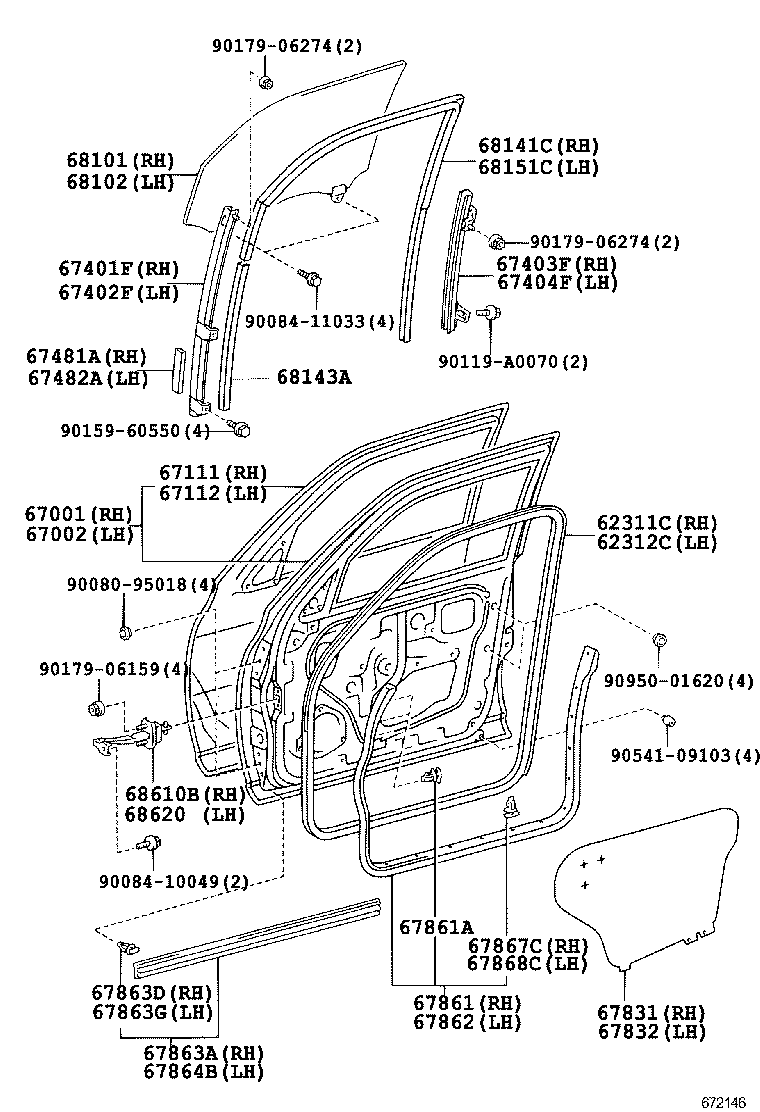 Дверь передняя правая для Тойота Секвойя 2004-2007