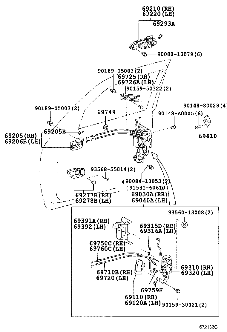 Ручка передней правой двери для Тойота Секвойя 2004-2007