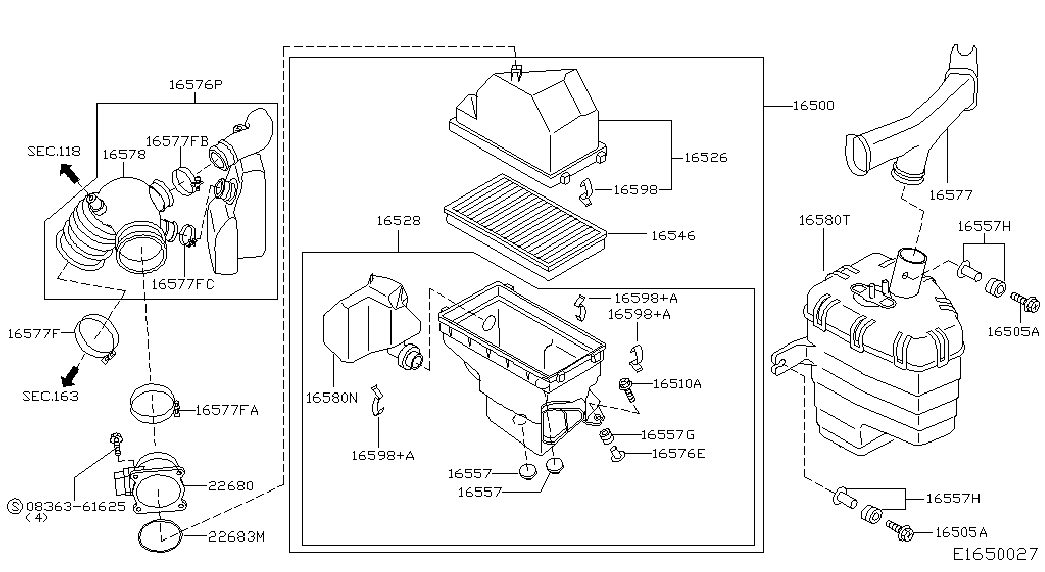 Корпус воздушного фильтра в сборе для Ниссан Примера 2001-2008