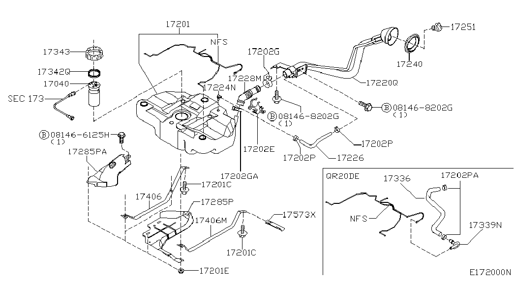 Бак топливный для Ниссан Примера 2001-2008