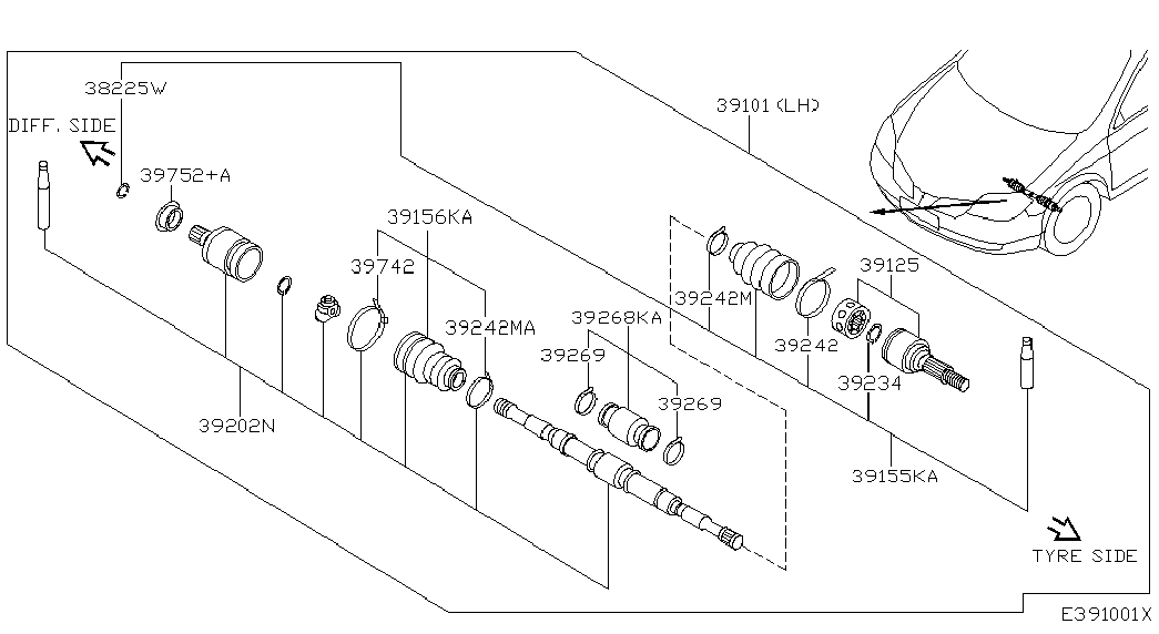 Шрус внутренний передний левый для Ниссан Примера 2001-2008