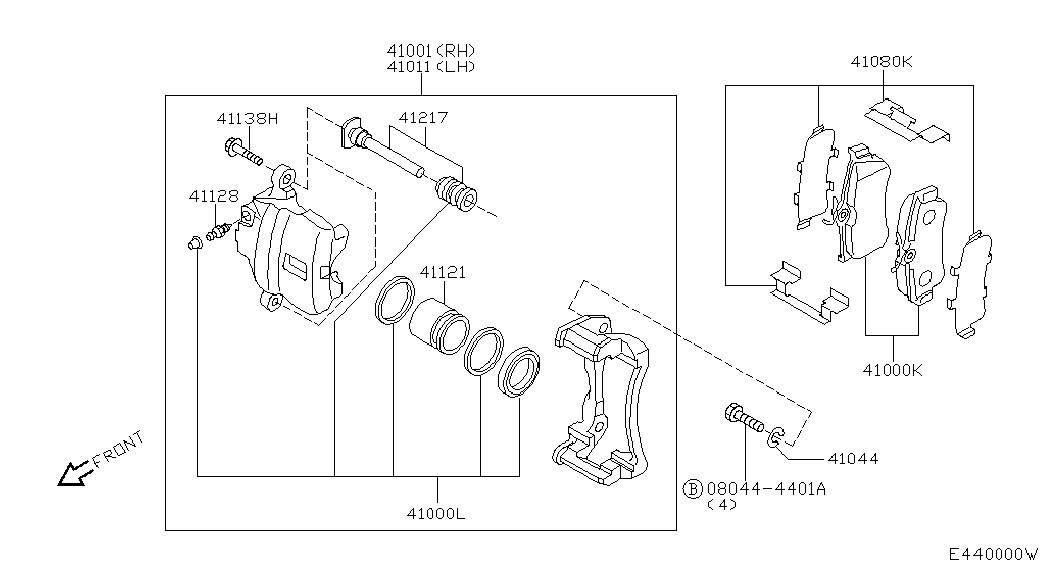 Суппорт тормозной передний правый для Ниссан Примера 2001-2008