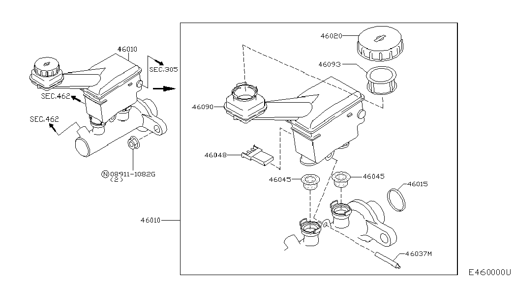 Главный тормозной цилиндр с бачком для Ниссан Примера 2001-2008
