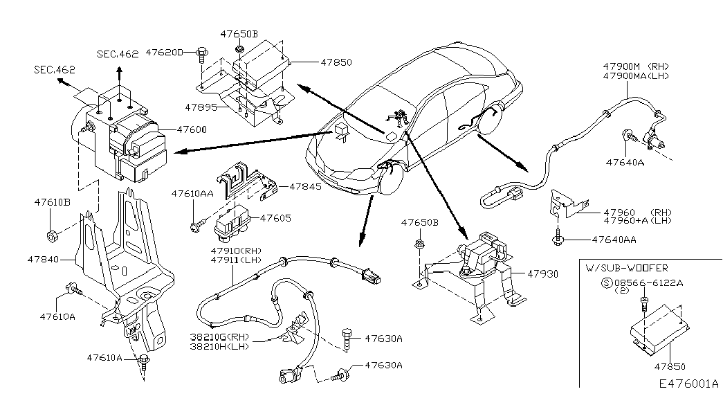 Датчик АБС задний левый для Ниссан Примера 2001-2008