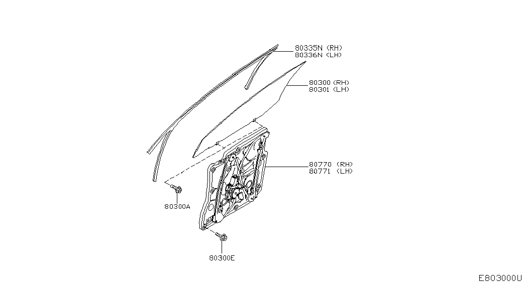 Стекло передней правой двери для Ниссан Примера 2001-2008