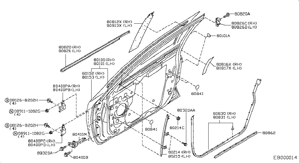 Дверь передняя левая для Ниссан Примера 2001-2008