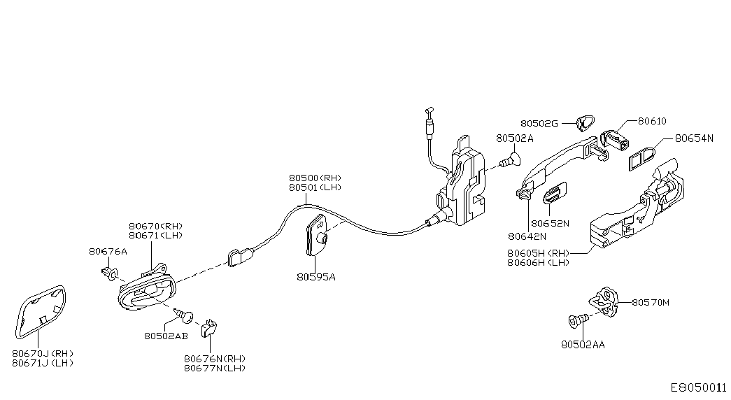 Ручка передней правой двери для Ниссан Примера 2001-2008