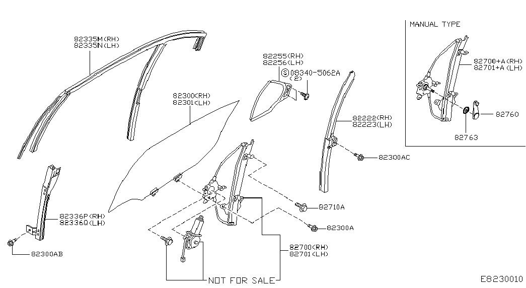 Стекло задней левой двери для Ниссан Примера 2001-2008