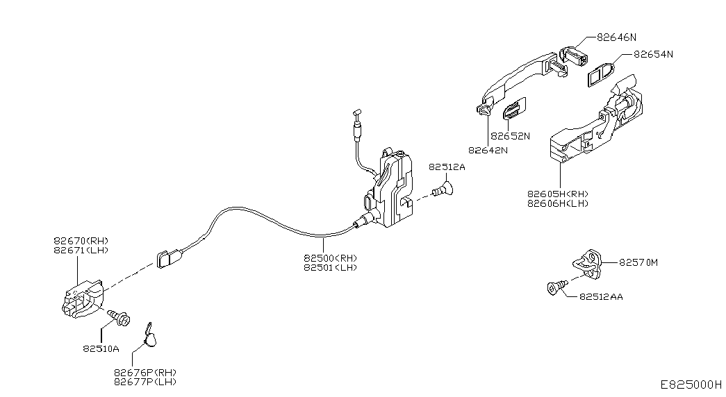 Ручка задней правой двери для Ниссан Примера 2001-2008