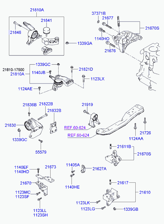 Подушка двигателя правая для Хендай Матрикс 2001-2005