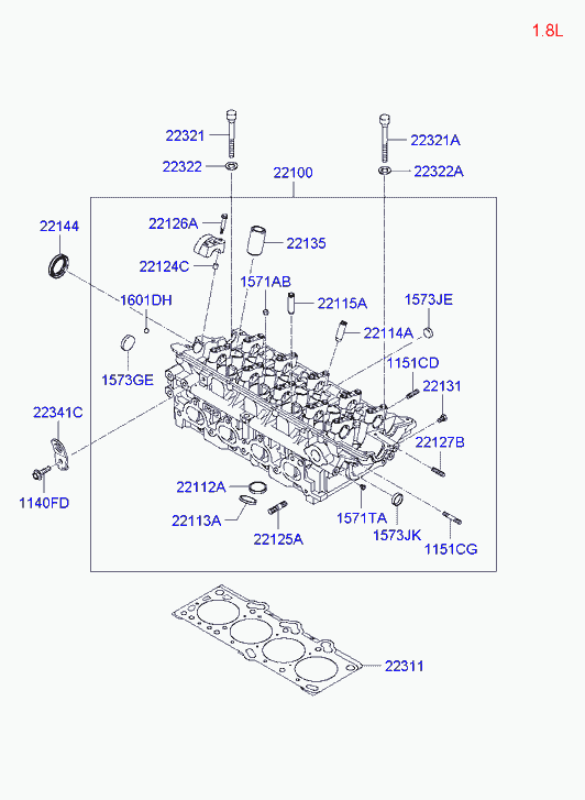 Головка блока цилиндров в сборе для Хендай Матрикс 2001-2005
