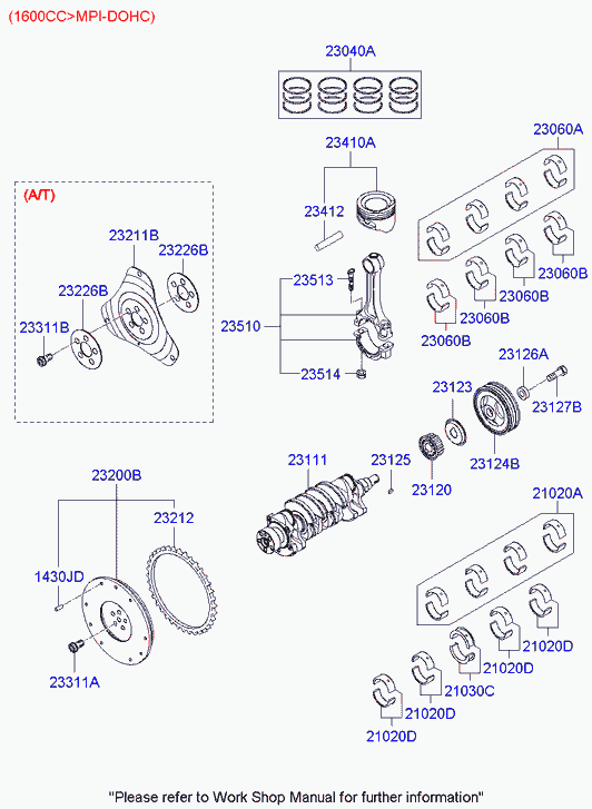 Вкладыши коренные для Хендай Матрикс 2001-2005