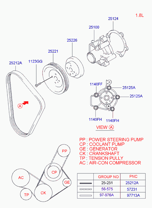 Ролик помпы для Хендай Матрикс 2001-2005