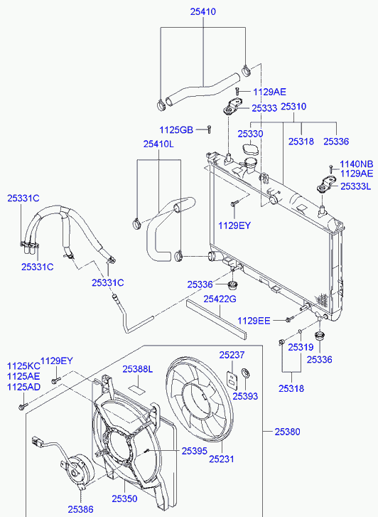 Крыльчатка вентилятора охлаждения двигателя для Хендай Матрикс 2001-2005