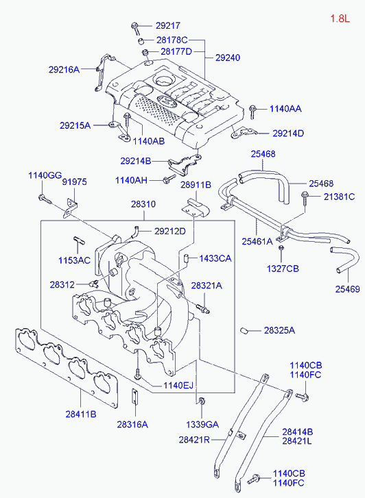 Коллектор впускной для Хендай Матрикс 2001-2005