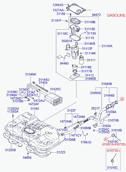 Горловина заливная бака топливного для Хендай Матрикс 2001-2005