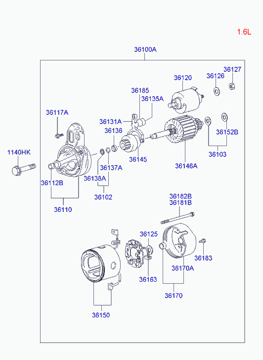 Стартер в сборе для Хендай Матрикс 2001-2005