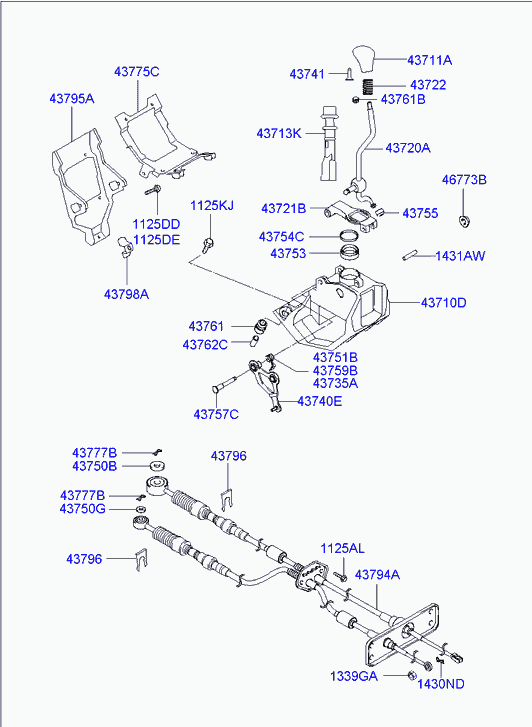 Рычаг переключения скоростей для Хендай Матрикс 2001-2005