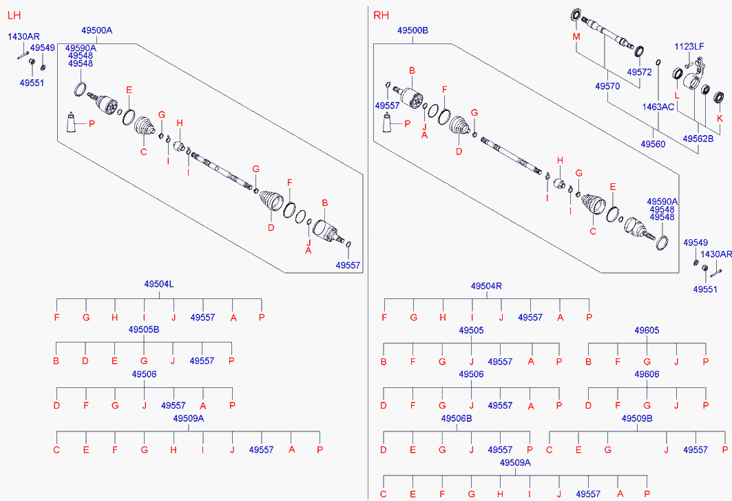 Приводной вал передний правый для Хендай Матрикс 2001-2005
