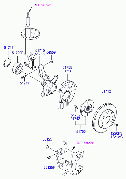 Ступица передняя правая для Хендай Матрикс 2001-2005