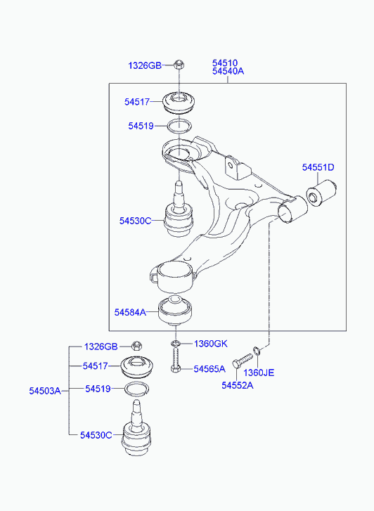 Рычаг передний нижний правый для Хендай Матрикс 2001-2005