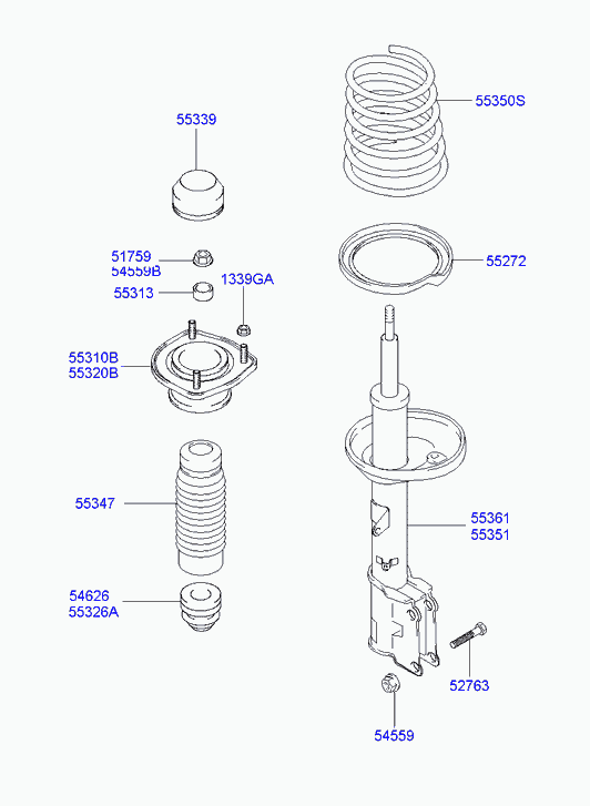 Амортизатор задний для Хендай Матрикс 2001-2005