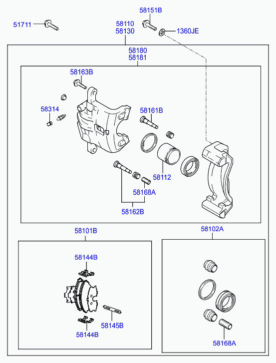 Колодки тормозные передние для Хендай Матрикс 2001-2005