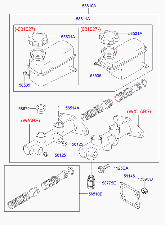 Главный тормозной цилиндр с бачком для Хендай Матрикс 2001-2005