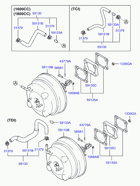 Вакуумный усилитель тормозов для Хендай Матрикс 2001-2005