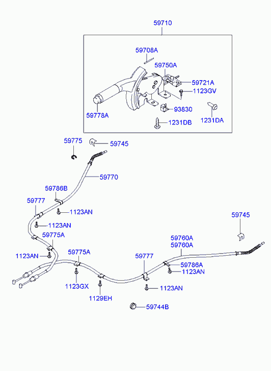 Трос правый стояночного, ручного тормоза для Хендай Матрикс 2001-2005
