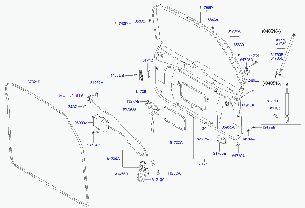 Замок багажника для Хендай Матрикс 2001-2005