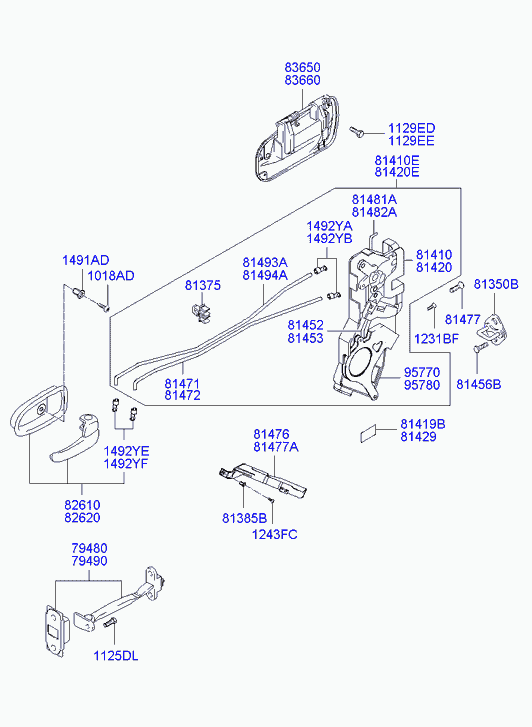 Ручка задней правой двери для Хендай Матрикс 2001-2005