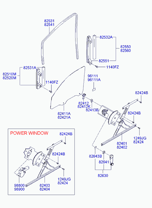 Стеклоподъемник переднего левого стекла для Хендай Матрикс 2001-2005