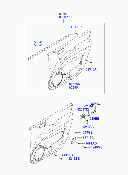 Панель отделки задней правой двери для Хендай Матрикс 2001-2005