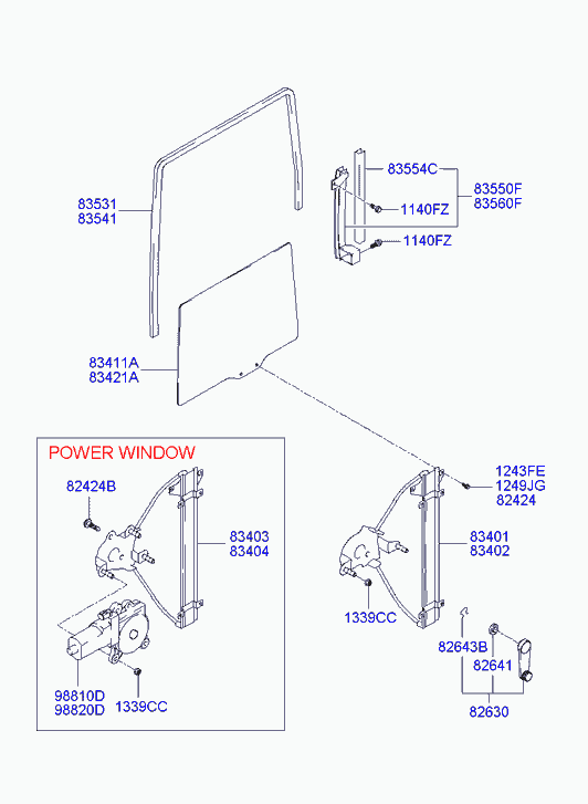 Стеклоподъемник заднего правого стекла для Хендай Матрикс 2001-2005