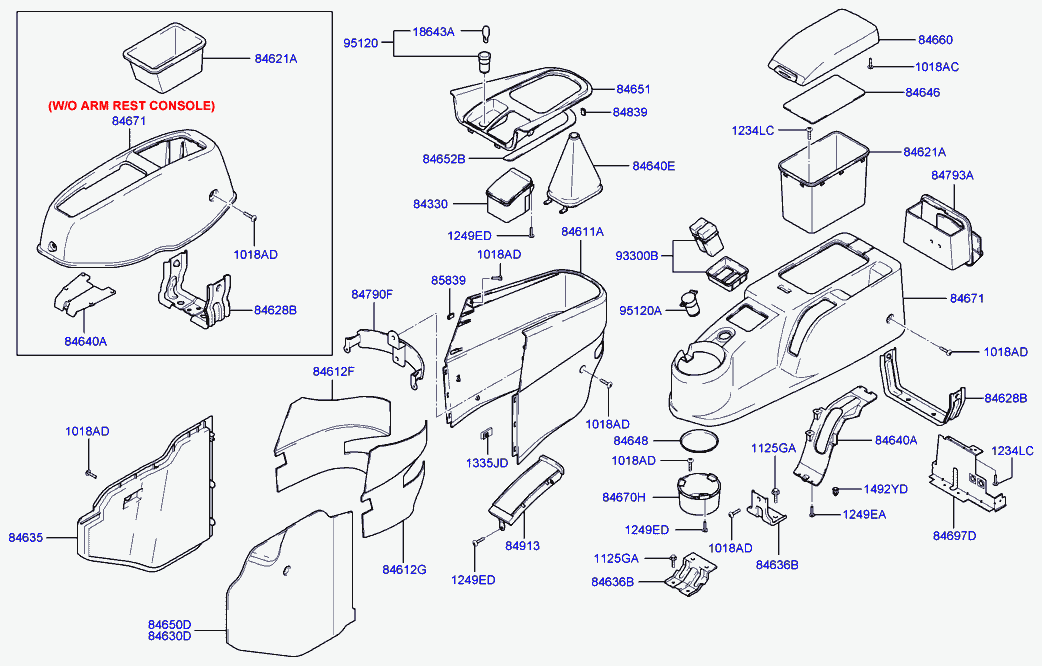 Подлокотник передних сидений для Хендай Матрикс 2001-2005