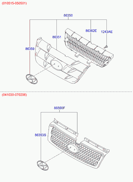 Решетка радиатора для Хендай Матрикс 2001-2005