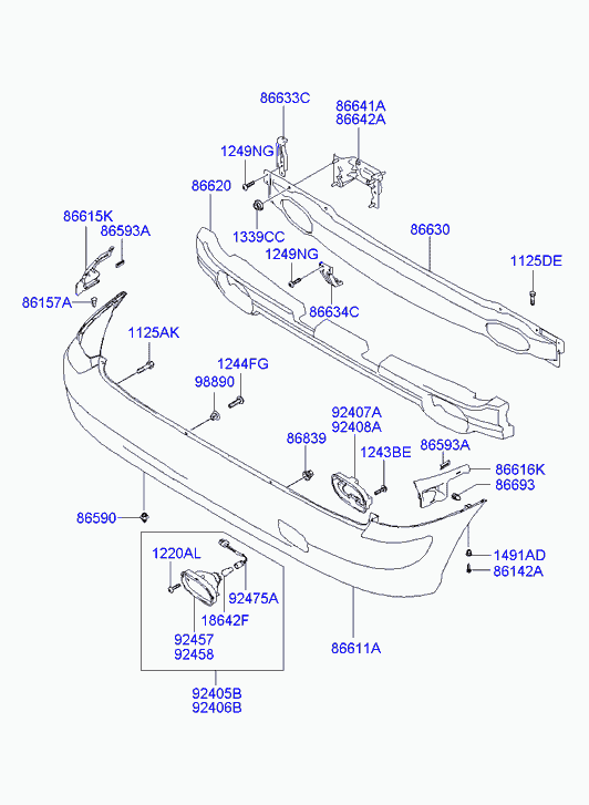 Усилитель заднего бампера для Хендай Матрикс 2001-2005