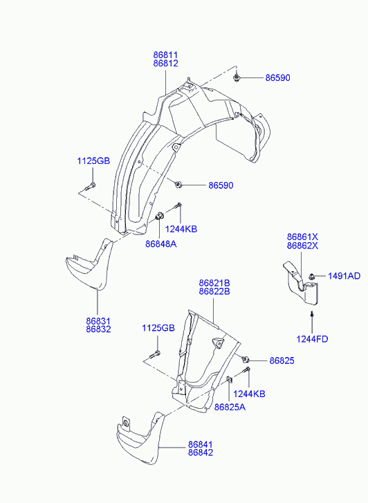 Подкрылок передний правый для Хендай Матрикс 2001-2005