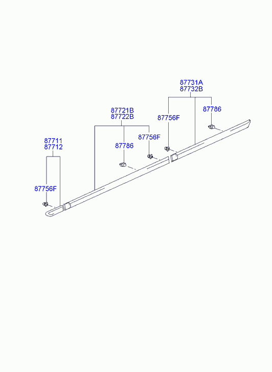 Молдинг боковой левый для Хендай Матрикс 2001-2005