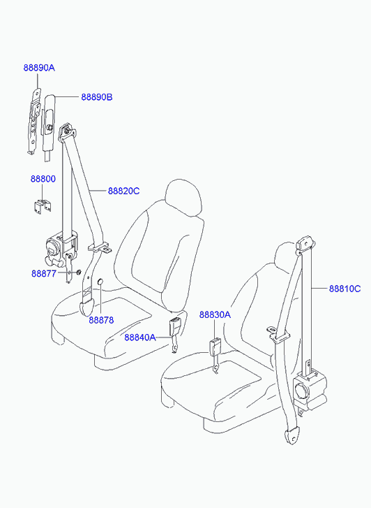 Ремень безопасности водителя для Хендай Матрикс 2001-2005