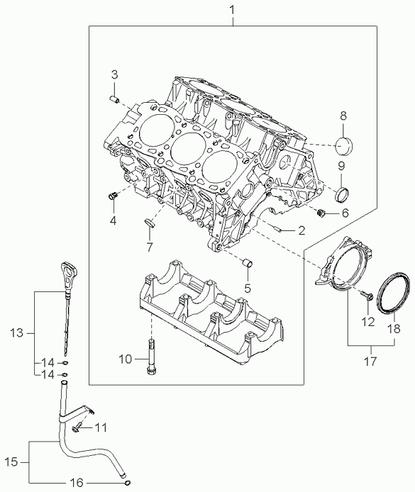Блок цилиндров в сборе для Киа Опирус 2003-2007