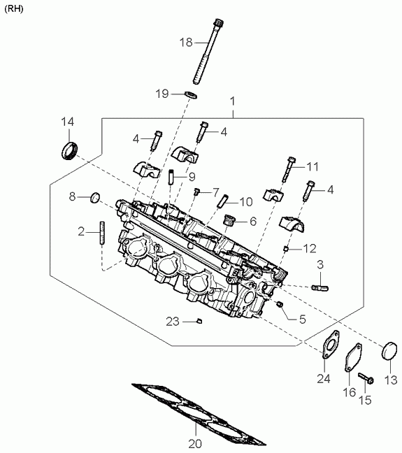Головка блока цилиндров в сборе для Киа Опирус 2003-2007